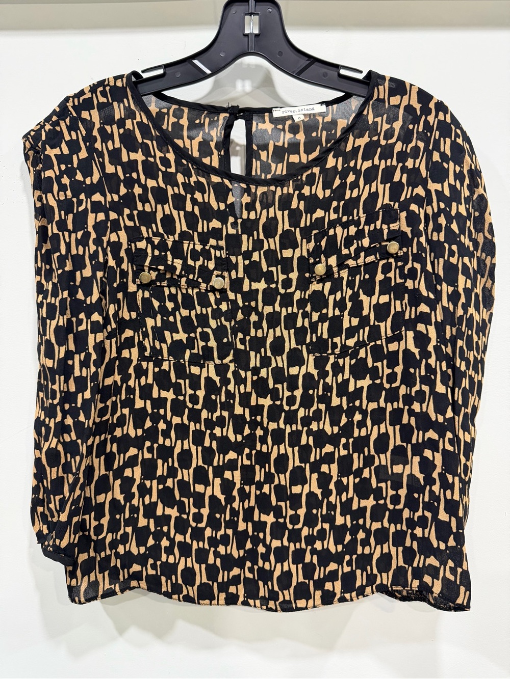 River Island Black and Tan Patterned Blouse